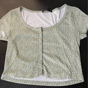 Green daisy crop top